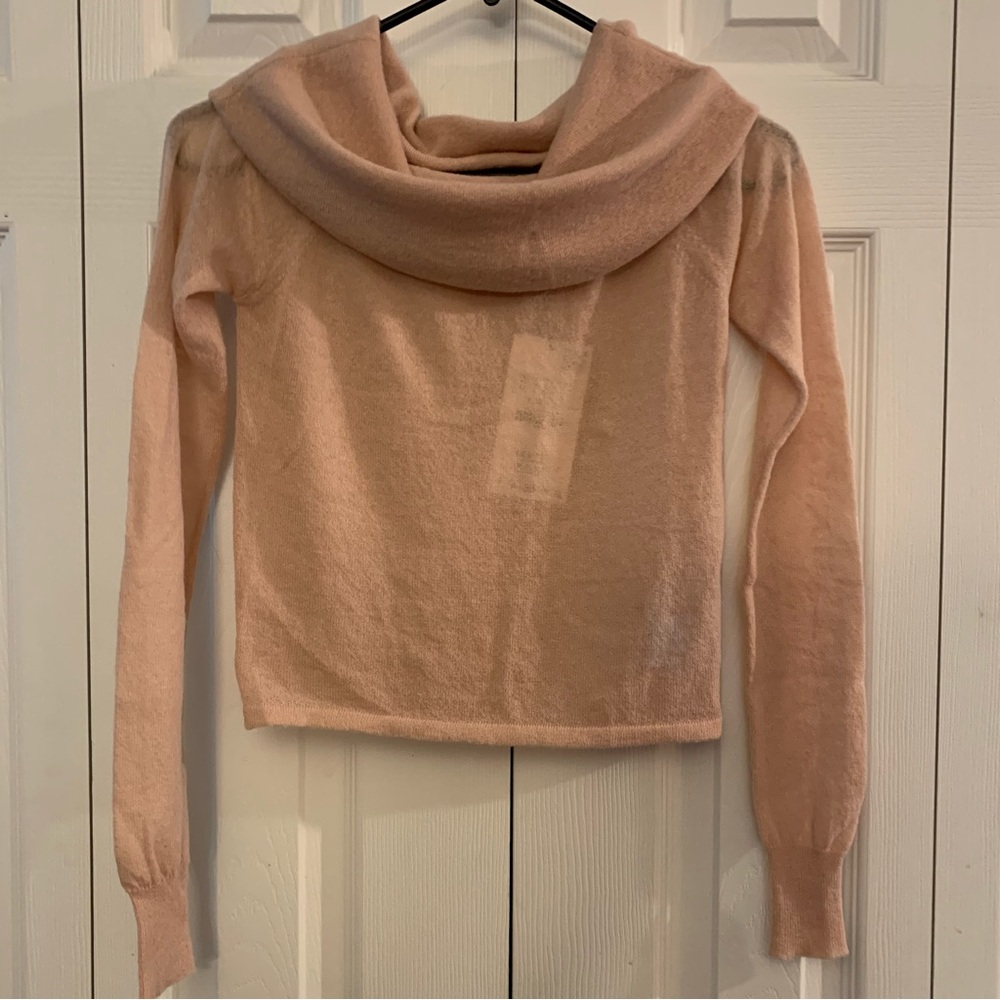 Zara Cowl neck Crop Long Sleeve Pink Sweater NWT Size S